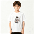 thumbnail image 2 of Astronaut Reading Boys Graphic Tee, Cool Space Science Bookworm 100% Cotton Kids Short Sleeve T-Shirt, 2 of 5