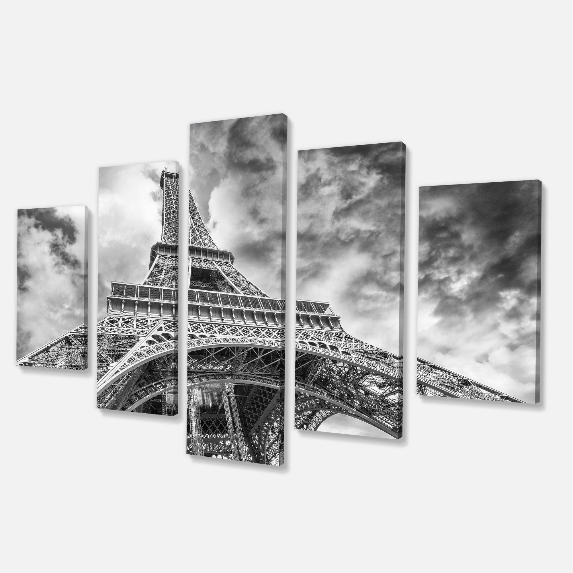 Designart 'Black and White View of Paris Paris Eiffel Tower ' Cityscape Canvas Print