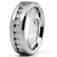 thumbnail image 3 of 1.15 Carats Moissanite Mens Ring Wedding Band 9 Large Channel-Set 8MM, 3 of 7
