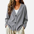 thumbnail image 4 of GEWSEY Women Corduroy Button Down Shacket Jacket V Neck Long Sleeve Casual Oversized Lightweight Cardigan Coat with Pockets (Grey, XXL), 4 of 9