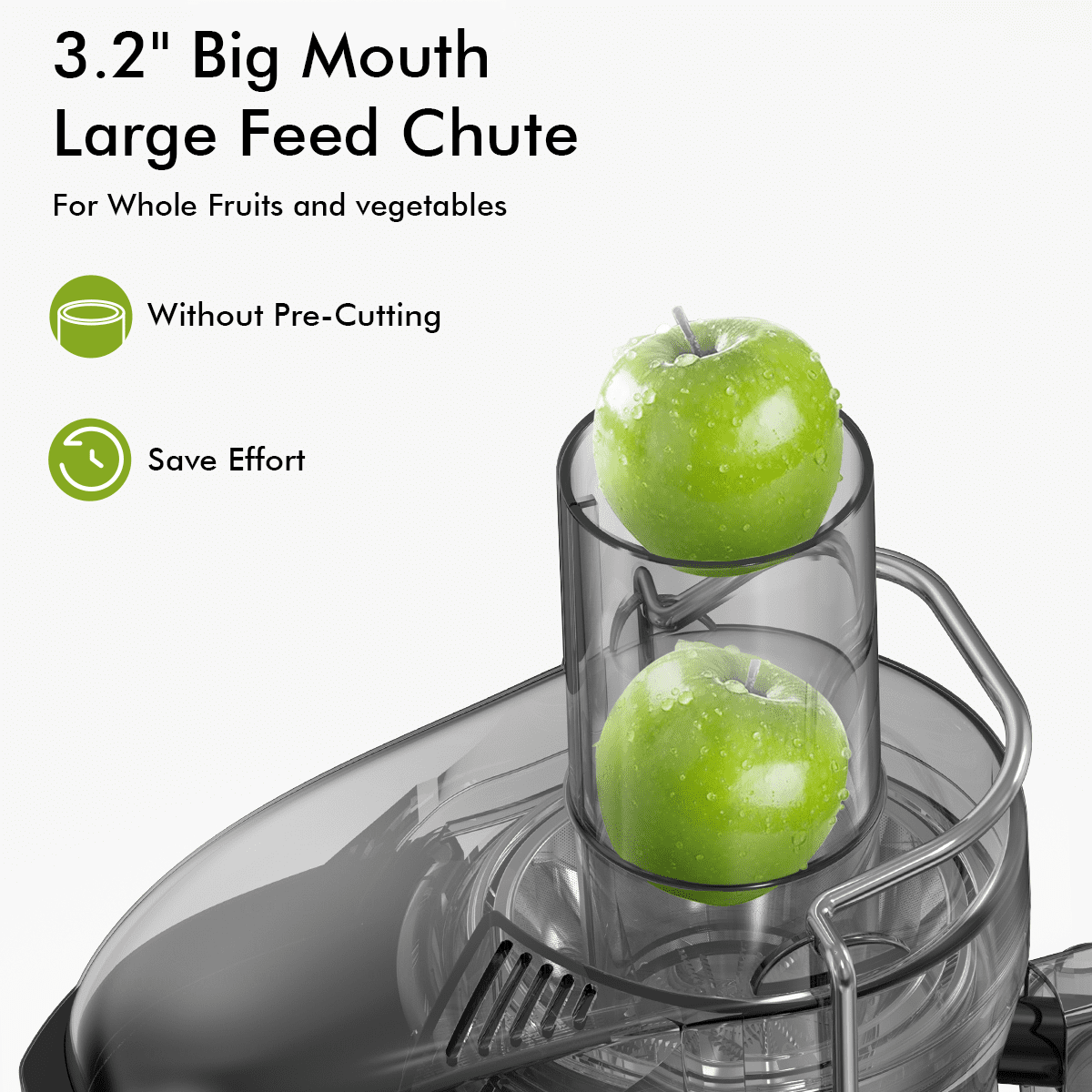 SiFENE 800W Centrifugal Juicer Machine, 3.2-Inch Wide Chute for Whole Fruits & Vegetables, Easy to Clean, Dual Speed Fruit & Vegetable Juicer, Compact Home Kitchen, Gray