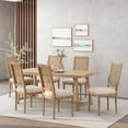 thumbnail image 3 of GDF Studio Brownell French Country Wood and Cane Upholstered Dining Chairs, Set of 6, Beige and Natural, 3 of 10