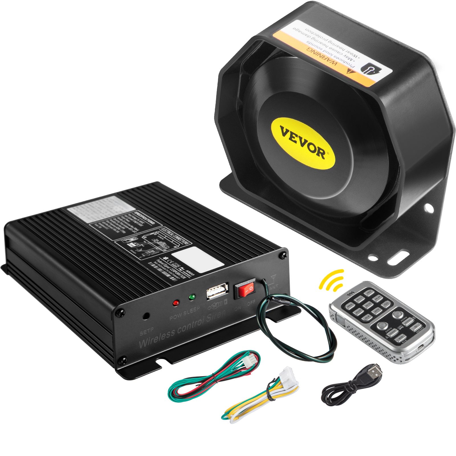 VEVOR 200W 18 Sound Loud Emergency Police Siren Horn Kit for Car and