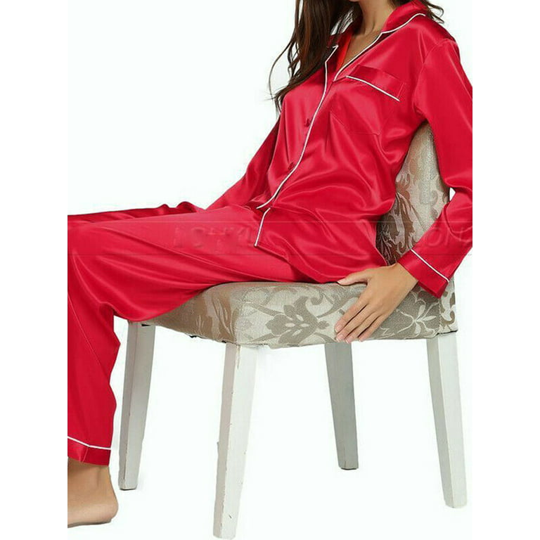 Womens Ladies Silk Satin Pajamas Set Pajamas for women Sleepwear