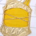 thumbnail image 3 of MSemis Kids Girls One-Piece Metallic Criss Cross Gymnastics Leotard Bodysuit Gold 12-14, 3 of 5
