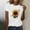 White, variant on Munlar Shirts for Women Trendy Beige Summer 2025 Crew Neck Sunflower Short Sleeve Graphic Tees L
