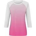 thumbnail image 5 of ATOYSOY Women's Going Out Business Tees Slim Raglan Shirts Gradient Pullovers Casual Holiday 3/4 Sleeve Tops Cute Round Neck Blouses Summer Fashion Clothes Pink L, 5 of 5