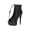 Black PU, variant on 609-REVERSE Women's 6 Heel Lace Up Side Zipper Peep Toe Ankle Bootie