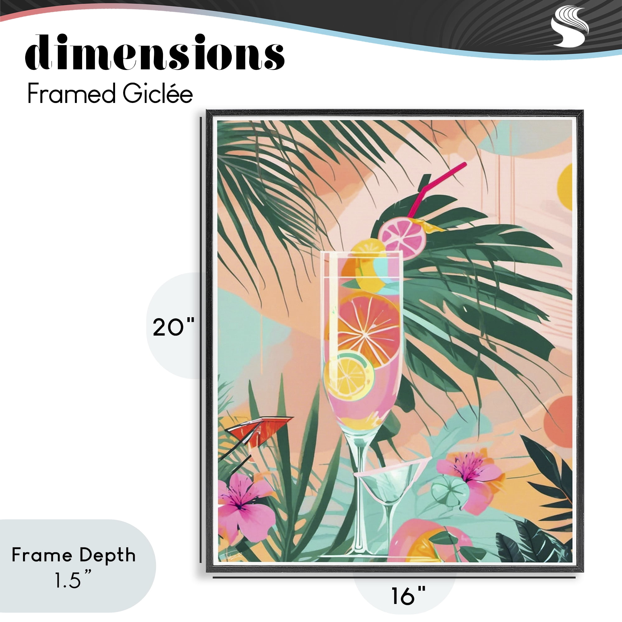 Stupell Industries Jungle Lemonade Cocktail Black Framed Giclee Art, design by Tabz Jones