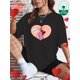 thumbnail image 1 of Happy Valentine's Day 100%cotton T-Shirt for Women - Casual Crew Neck, Short Sleeve with Cute Cartoon Couple Tee For Adult, Men, Women, Teen, Teenager, Adolescent, Youth, 1 of 4
