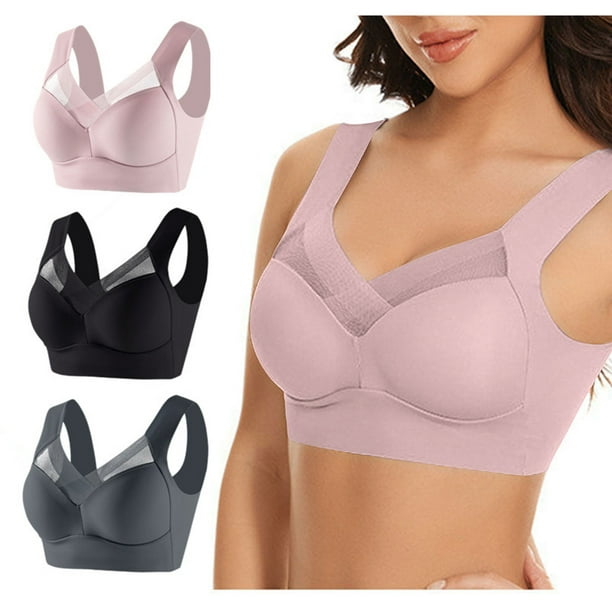 RKSTN 3PC Sports Bras for Women Solid Color Strapless Lace Vest Underwear  Bras Yoga Running Soft Comfortable Daily Bra with Thin Side 
