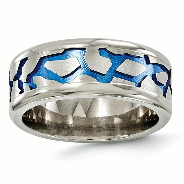Edward Mirell Titanium Blue Anodized Brushed & Polished 9mm Band Size 10.5
