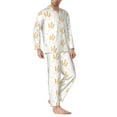thumbnail image 2 of Fuzoiu Wheat Print Men's Long-Sleeved Pajama,Lounge Button Down Nightwear,Mens Notch Collar Pajama Set -Large, 2 of 7