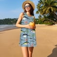 thumbnail image 3 of Naloa Divers Poissons Sauvages Imprimés Robe d'Été Décontractée de Printemps pour Femmes, Robe de Plage Sans Manches Col Rond Ample, 3 of 7