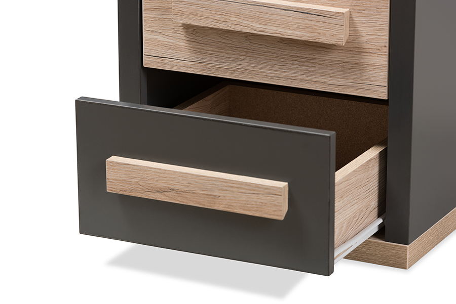 Baxton Studio Pandora Modern And Contemporary Dark Grey And Light Brown Two Tone 2 Drawer Nightstand Walmart Com Walmart Com