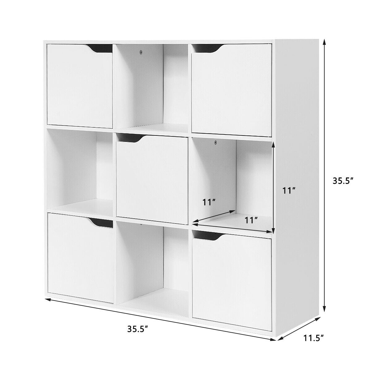 Gymax 9 Cube Bookcase Cabinet Wood Bookcase Storage Shelves Room Divider Organization