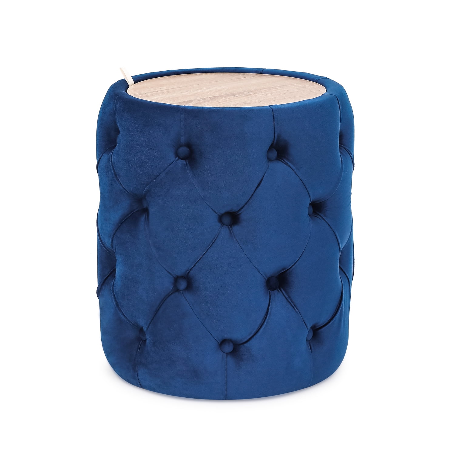 Homebeez Round Storage Ottoman, Velvet Ottomans with Storage,Footrest