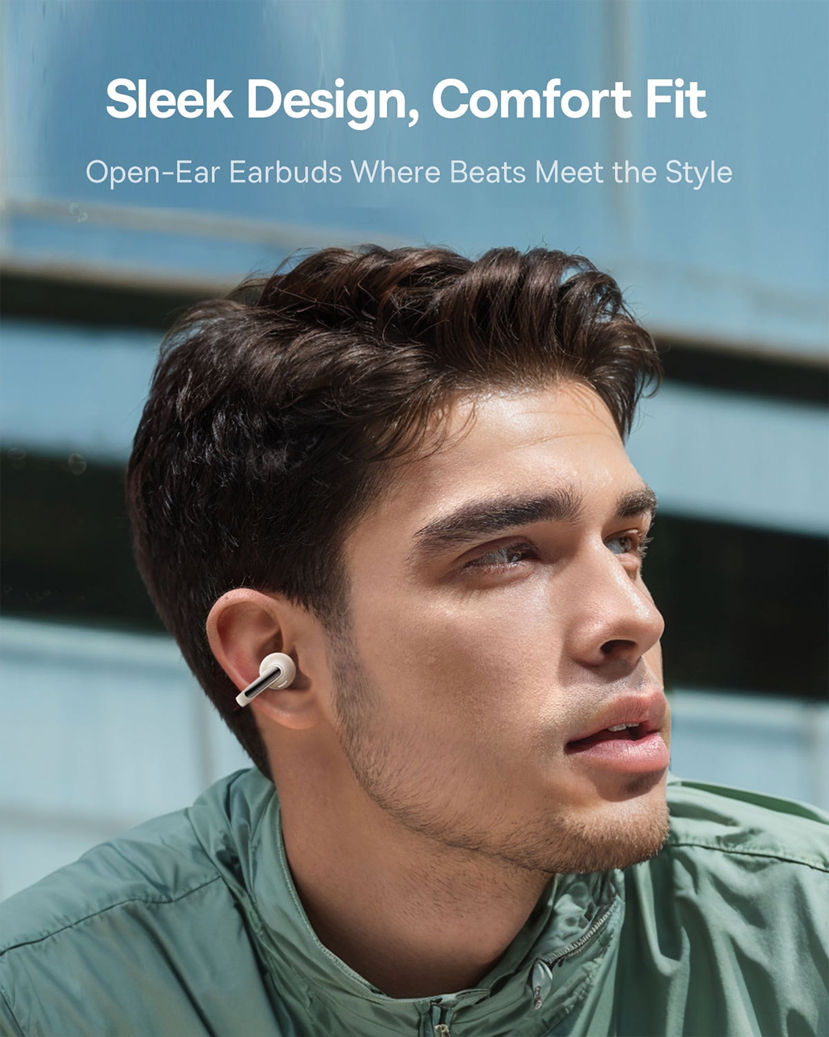 Baseus Open Ear Earbuds, Clip-On Bluetooth Earbud, Noise Cancelling Headphones, IP57, 40H Playtime, Bowie MC1, White