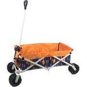 All-Terrain Collapsible Folding Wagon Cart | Beach Hauler | Grocery Wagon with Removable Wheels Side Bag and Anti-Drop Net for Outdoor, Camping, Shopping, Sports | Blue Fish Pattern