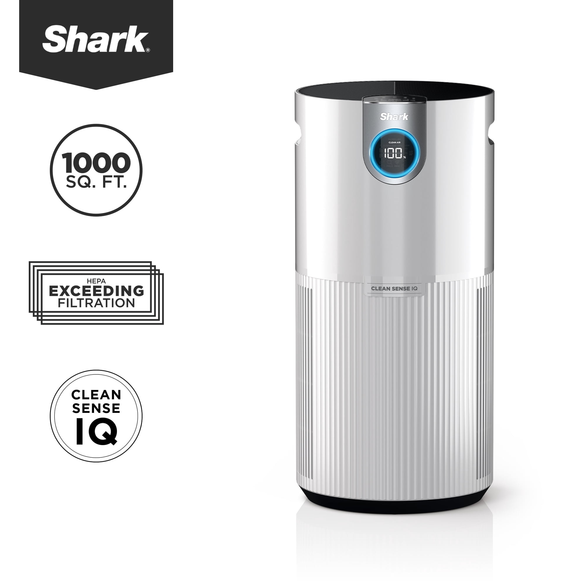 Shark MAX 1000 St Ft True HEPA Air Purifier, NanoSeal, Clean Sense IQ Technology, Captures Pet Hair, Pet Dander, Allergens, HP200 White