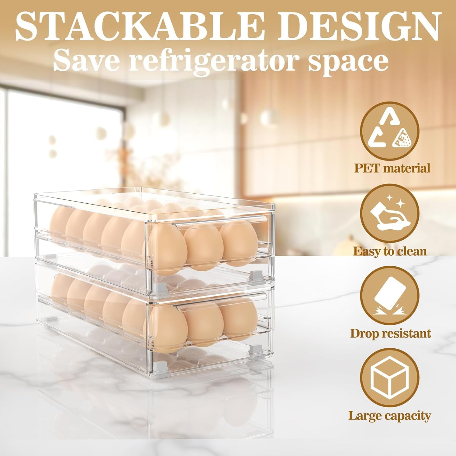 Egg Box Transparent 18 and 36 Pack Storage for Refrigerator Kitchen Storage Size: 13.3 * 4.7 * 3.9 inches (2 pack)