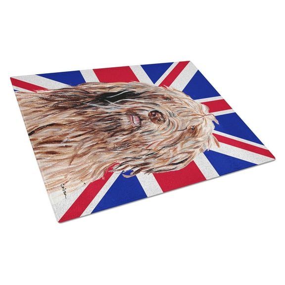 Caroline's Treasures Otterhound with English Union Jack British Flag Glass Cutting Board Large Size