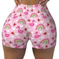 thumbnail image 2 of Haiem Cute Flamingo No Front Seam Biker Shorts for Women Yoga Workout Gym Bike Shorts with Tummy Control Moisture-Wicking-Small, 2 of 9