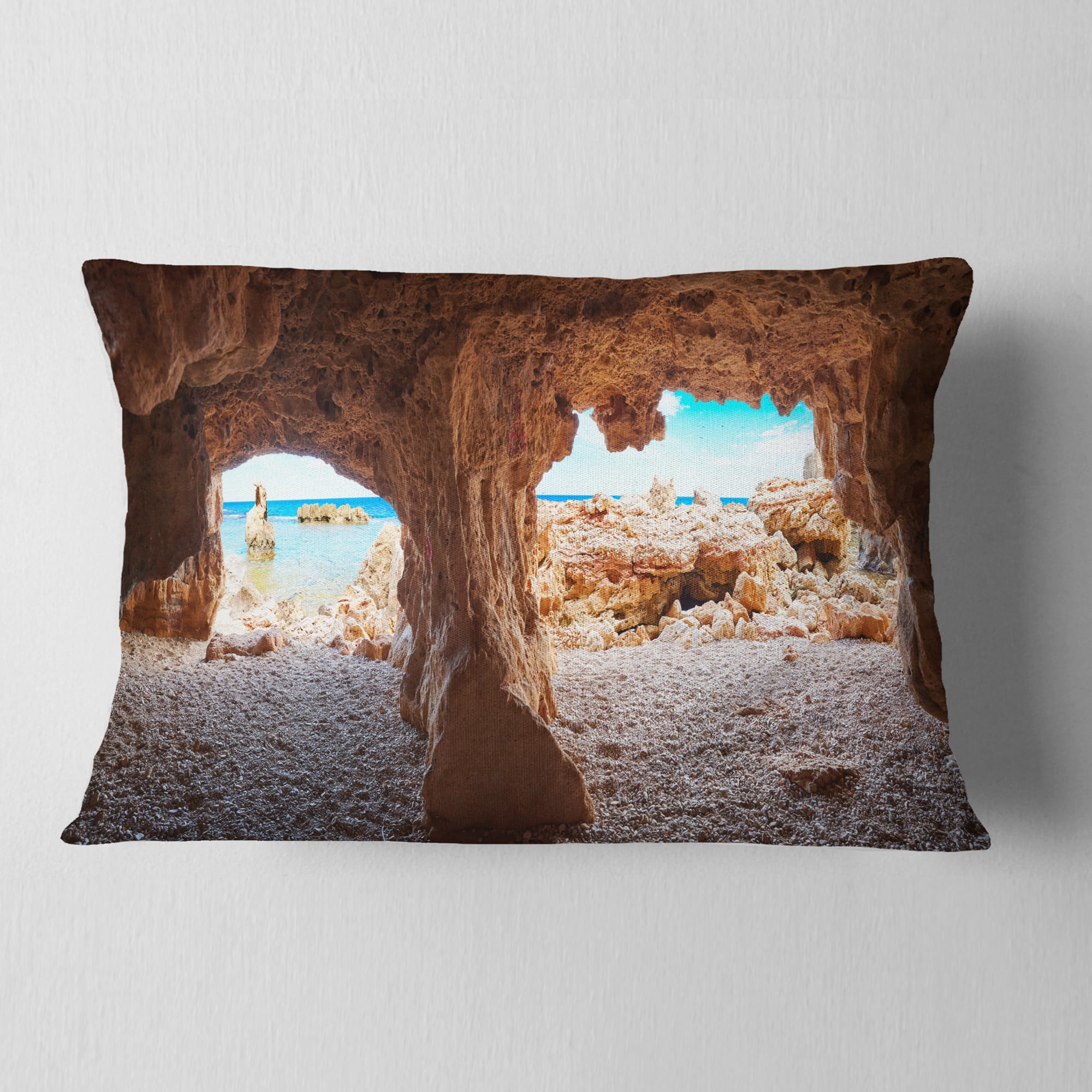 Designart 12" x 20" Blue Polyester Throw Pillow