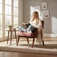 thumbnail image 3 of MOONMISS Mid Century Modern Accent Chair Solid Wood Frame Microfiber Living Room,Rose Velvet, 3 of 4