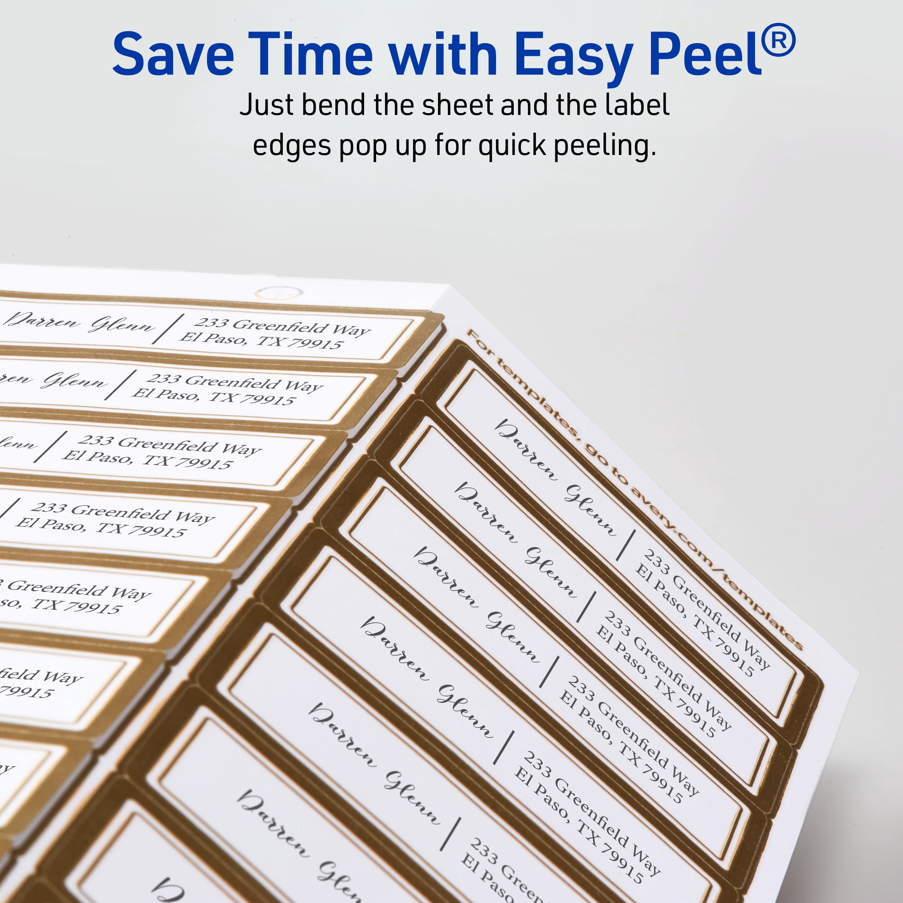 Avery Labels with Metallic Gold Borders, 1" x 2-5/8", 300 Ct (6507)