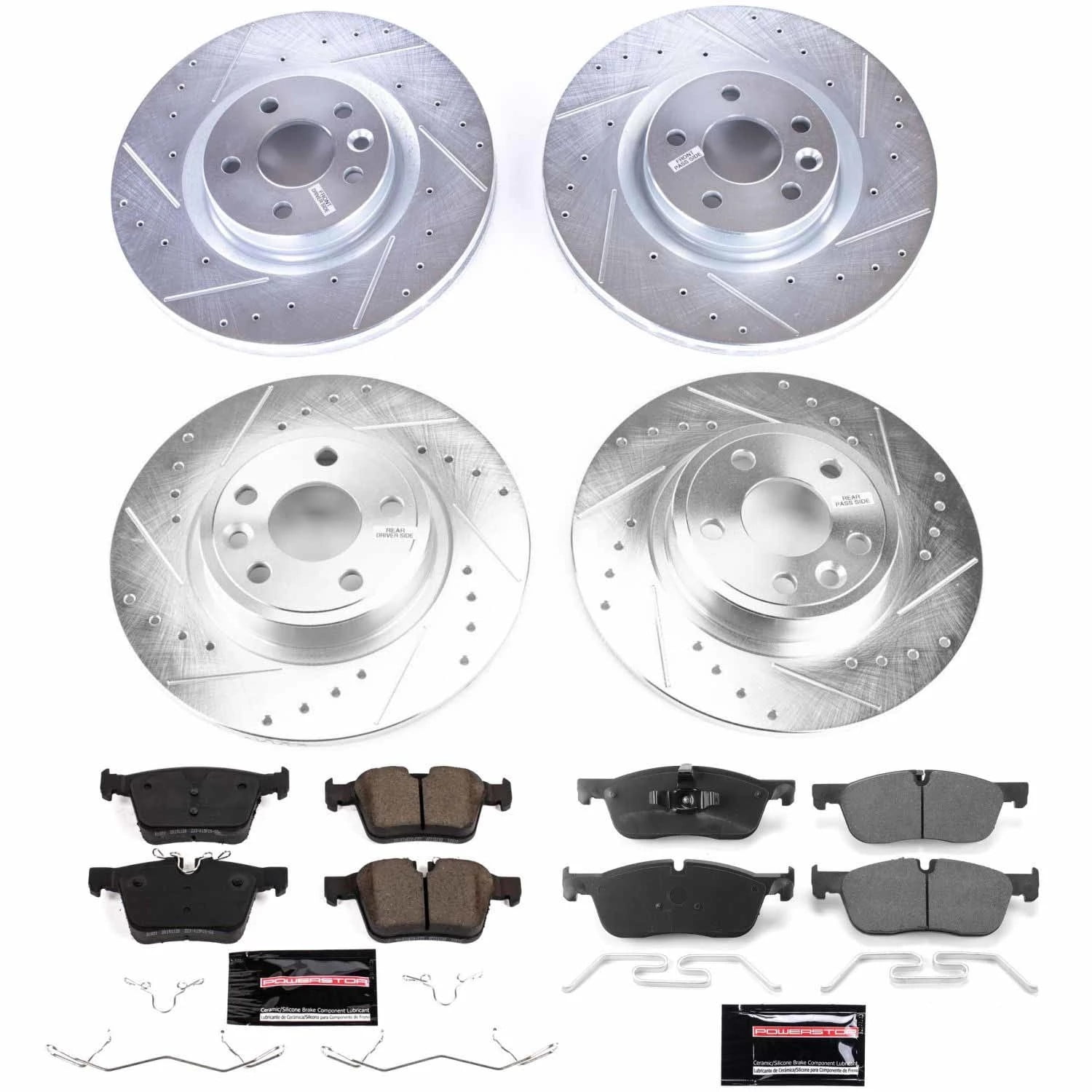 PowerStop Front and Rear Z23 Evolution Sport Carbon-Fiber Ceramic Brake Pad and Drilled & Slotted Rotor Kit Fits: LAND ROVER Select Models K8198