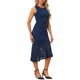 thumbnail image 4 of Vestido de encaje sin mangas INSPIRE CHIC para cóctel de mujer, con dobladillo asimétrico y volantes de cola de pez, talla XL, azul oscuro, 4 of 5