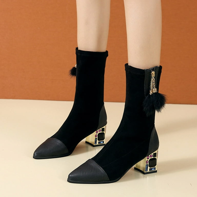 Thick heel sock clearance boots
