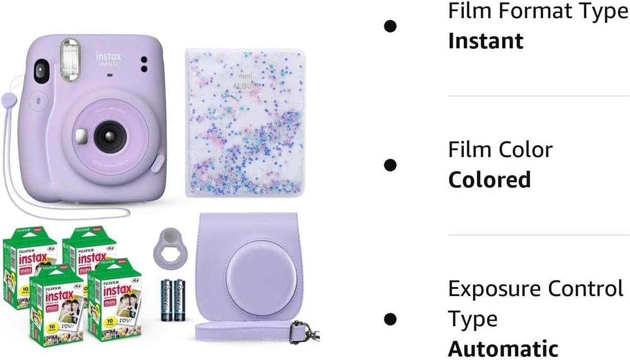 Fujifilm Instax Mini 11 Instant Camera with 40 Film Sheets, Shutter Accessories & Photo Album, Blush Pink