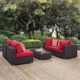 thumbnail image 2 of Modway Convene 5 Piece Outdoor Patio Sectional Set in Espresso Red, 2 of 5