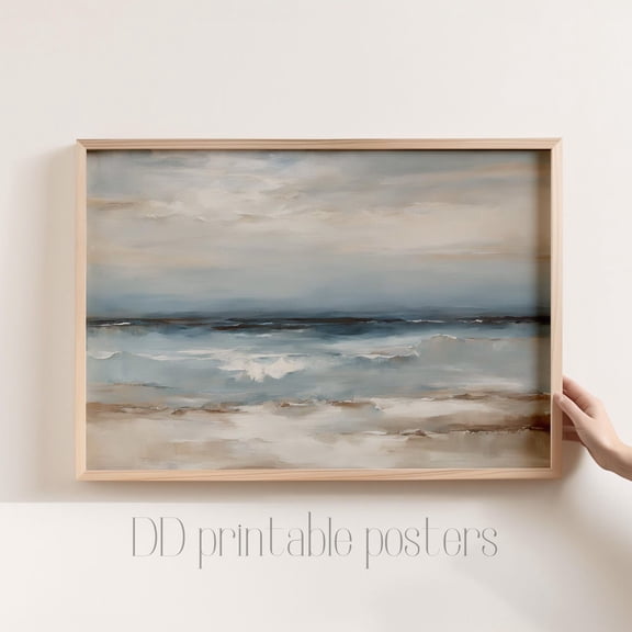 Abstract Seascape , Muted Coastal Beach Landscape Home Decor #1215, Unframed Poster Size 8x12