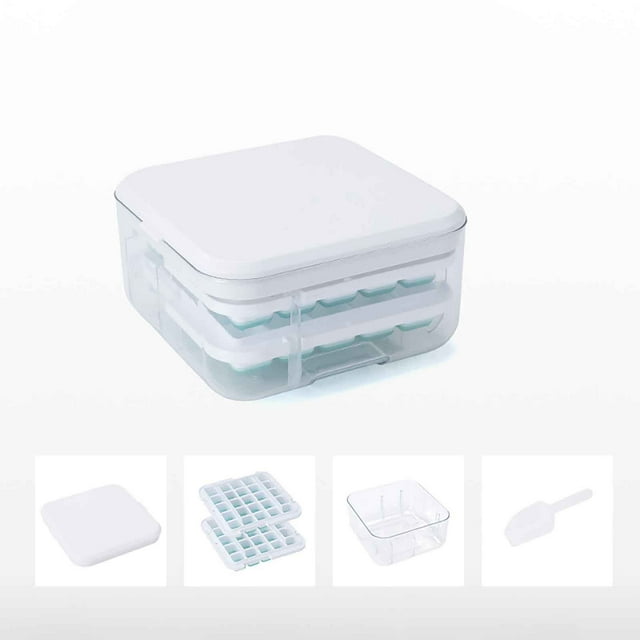 Fiudx Caja para Hacer Hielo, Bandeja de Hielo de Liberación Rápida, Diseño Flexible, Apilable, Fácil de Desmoldar, Sin Bpa, Ahorra Espacio, Limpieza Fácil, Barra para El Hogar, Tamaño 18 X 18 X 10 Cm