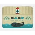 thumbnail image 1 of Ahoy Its a Boy Bath Mat, Baby on the Way Message with Marine Theme Set Up Dolphin Wheel, Non-Slip Plush Mat Bathroom Kitchen Laundry Room Decor, 29.5 X 17.5 Inches, Teal Dark Blue Khaki, Ambesonne, 1 of 2