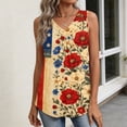 thumbnail image 6 of Iaqnaocc 250 Anniversary Usa Shirt Womens Tank Tops Sleeveless 2026 Summer Loose Fit V-Neck Pleated Tank Tops Independence Day American Flag Floral Print Vintage Basic Tees Vermilion L, 6 of 6