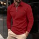 thumbnail image 3 of Camiseta de manga larga con solapa para hombre - Camisetas lisas informales para las fiestas - Tejido de poliéster - Tallas S-XXXL, 3 of 5