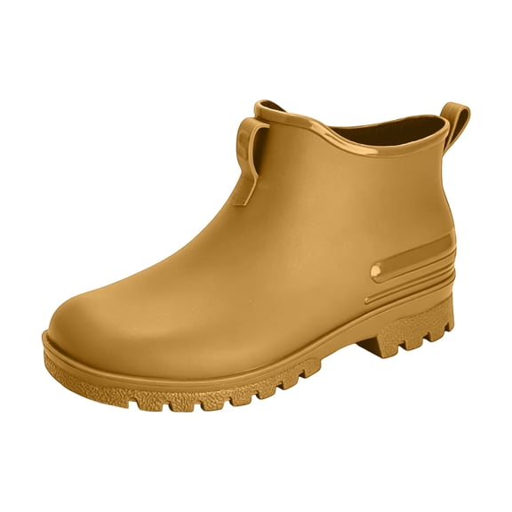 Gpaecead Women Stylish Low Cut Rain Boots Pvc Waterproof Non Slip Ankle Shoes For Daily Outdoor Casual Wear, Brown