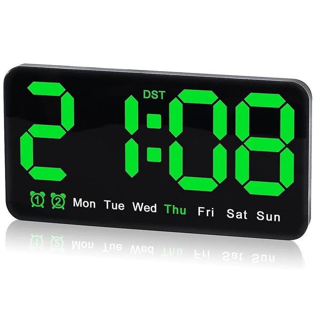 Reloj de pared digital, 9,5 pulgadas, despertador LED con dígitos grandes, alarma dual, para sala de estar, dormitorios, decoración de aulas