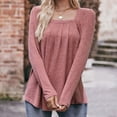thumbnail image 6 of Besolor Women's Fall Spring Tunic Tops Crewneck Pleated Long Sleeve T-Shirt Casual Loose Ladies Going out Blouse, 6 of 8