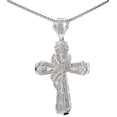 thumbnail image 2 of Midwest Jewellery 1.20ctw Diamond Cross Pendant for Men 64mm 2.5 Inch Tall White Gold-Tone Silver, 2 of 3