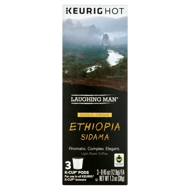 Keurig Hot Laughing Man Ethiopia Sidama Light Roast Coffee KCup Pods, 0.45 oz, 3 count