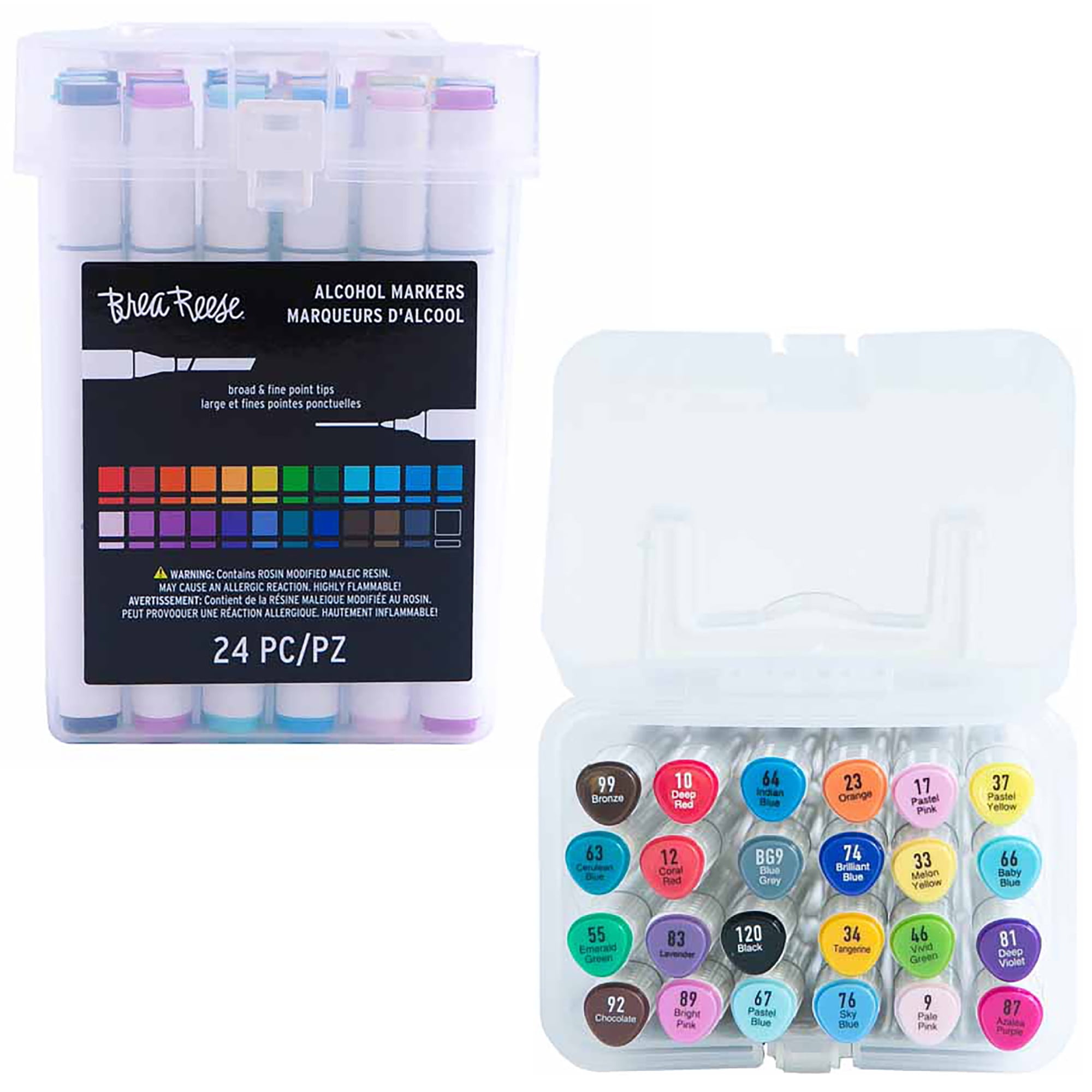 Brea Reese: Alcohol Markers - 24pc Color Set - Broad & Fine Point Dual-Tip Design, Highly Pigmented, Permanent & Durable Ink, Adult Art Supplies