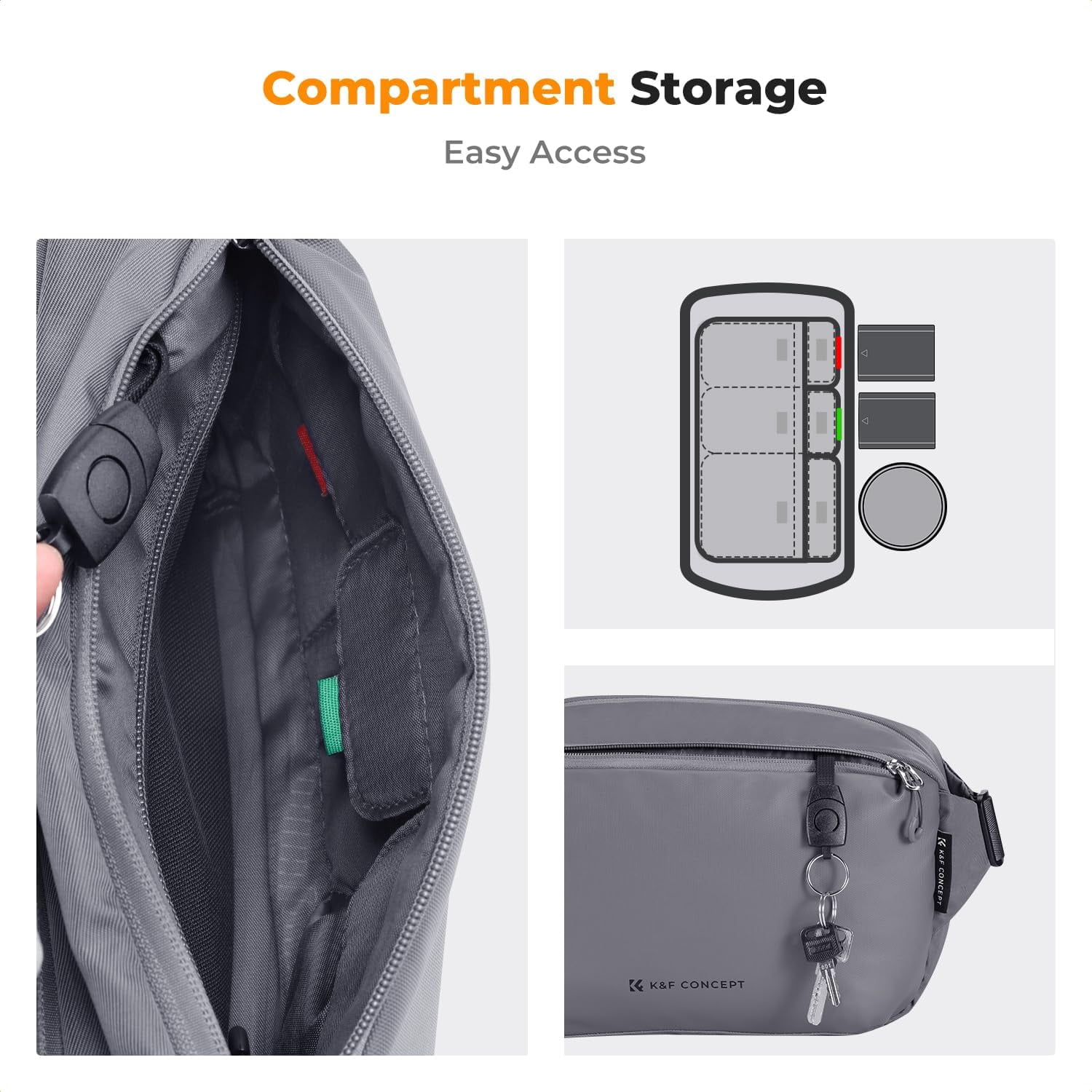 K&F CONCEPT 2 in 1 Sling Bag Everyday Shoulder Bag & Multifunction Photography Crossbody Camera DSLR Backpack Portable Bag