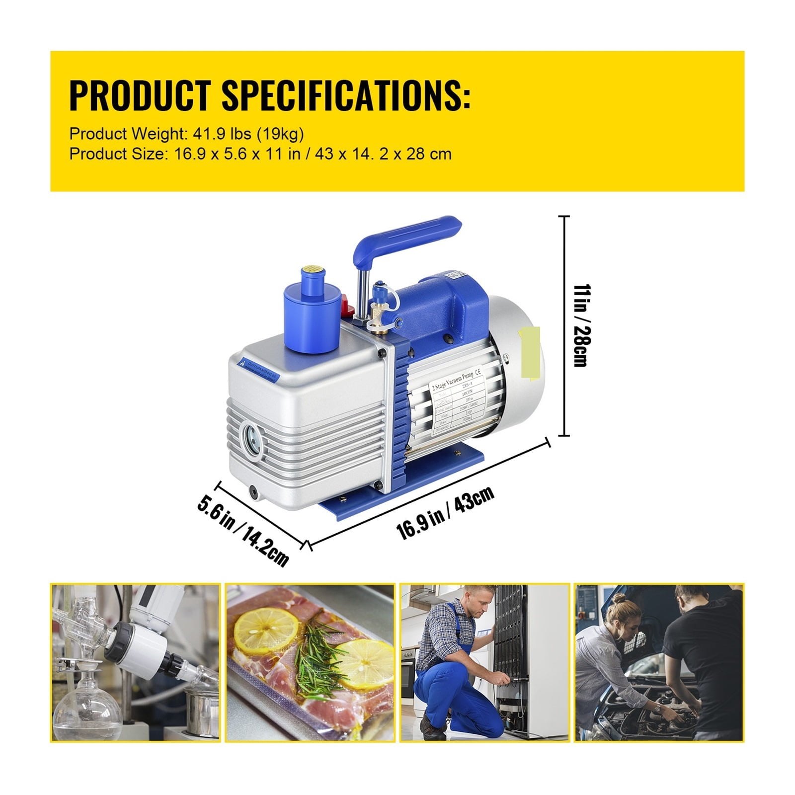 Refrigerant Vacuum Pump 6CFM-10CFM Double Stage HVAC For Household Air Conditioning Cleaning Auto Repair Vacuum Packaging ,Outstanding Oil Inlet System