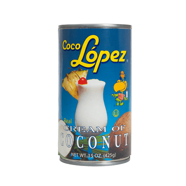 Coco Lopez Natural Real Cream of Coconut, 15oz, Shelf Stable, Aluminum Can, Good for Pina Coladas