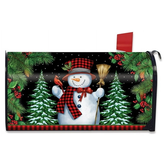 Briarwood Lane Red Checkered Snowman Winter Mailbox Cover
